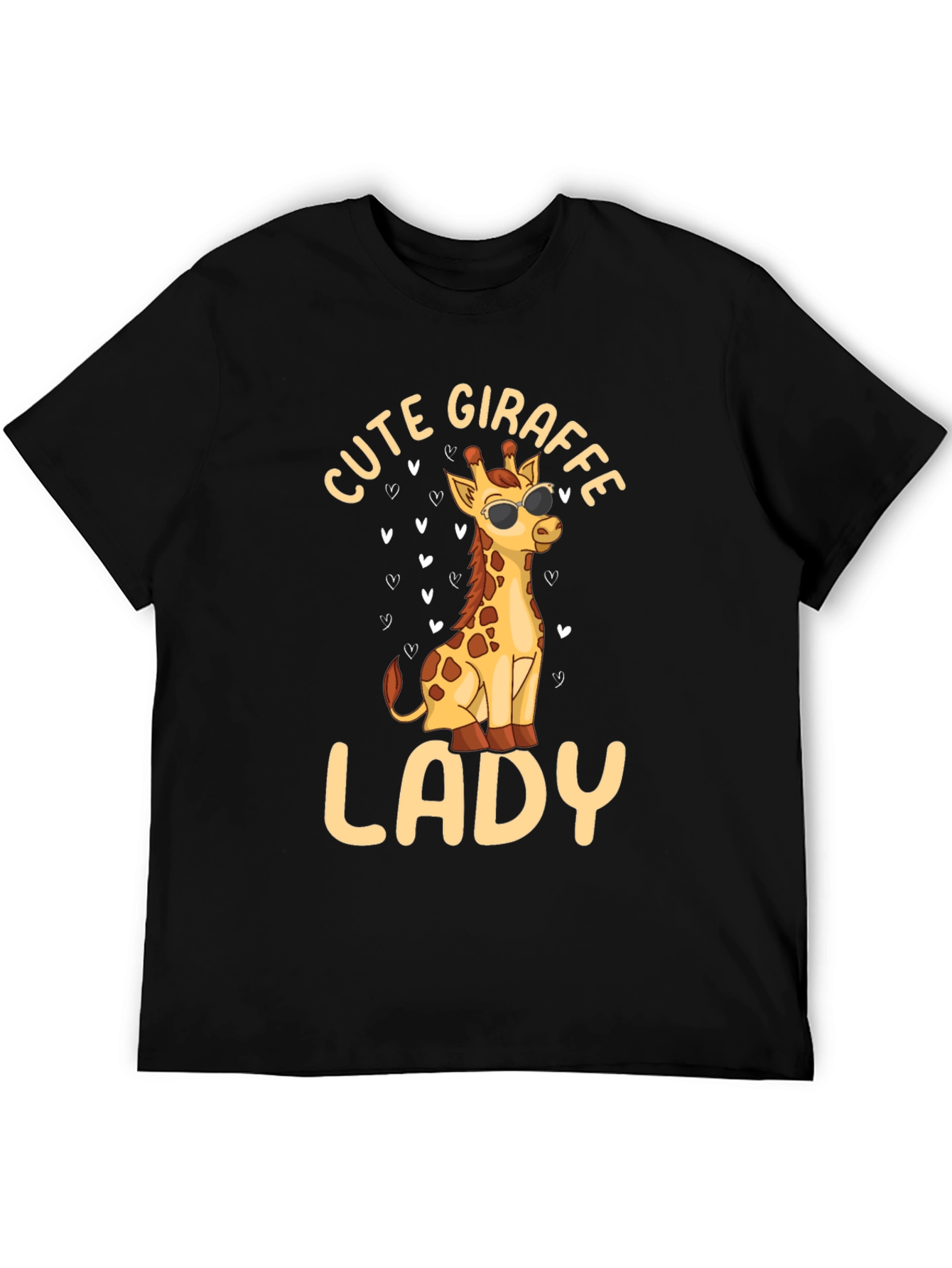 Black Cute Giraffe Lady T-Shirt - Stylish & Fun! view 5