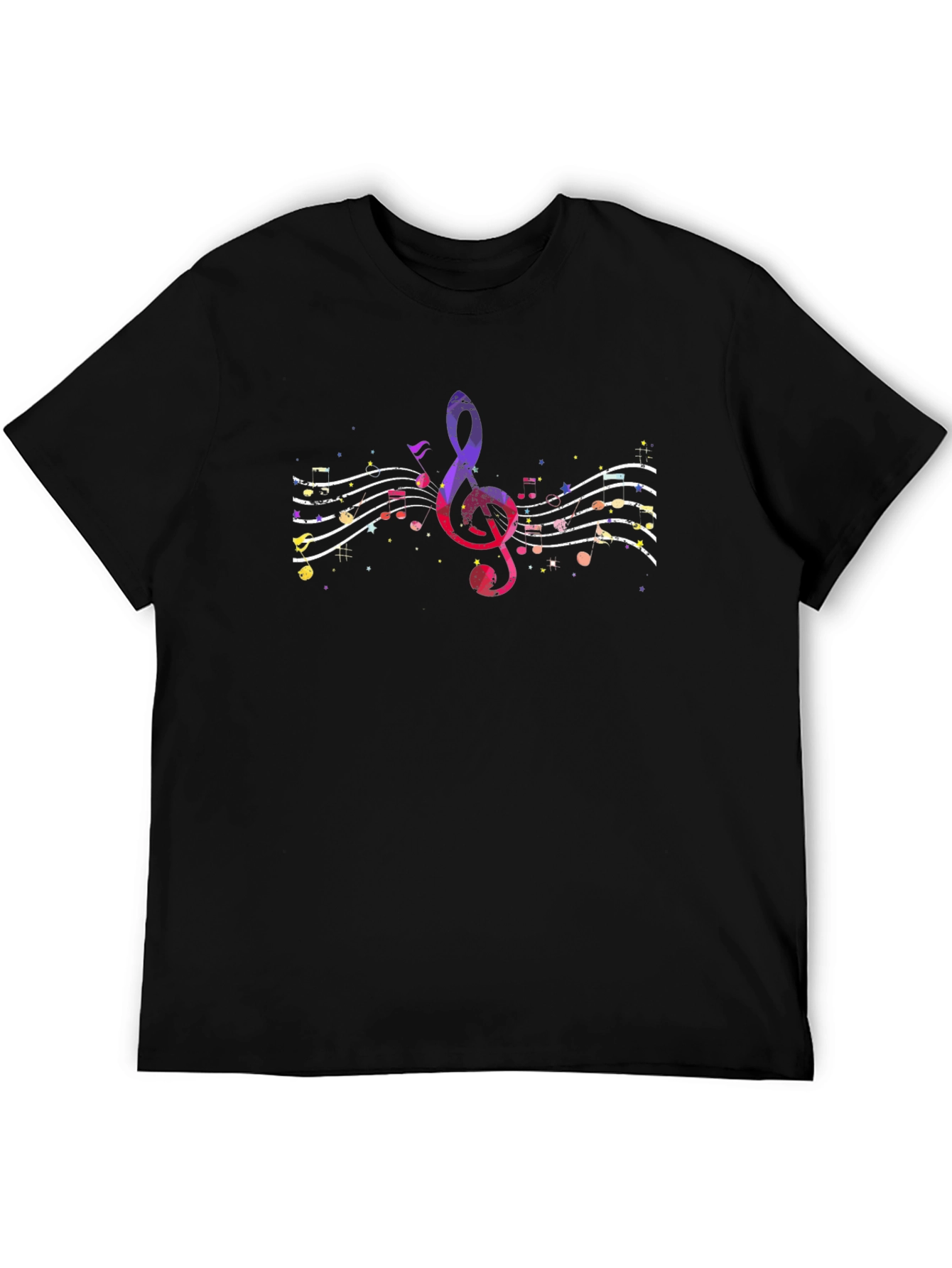 Black Musical Note Graphic Tee - Black Unisex Shirt view 5