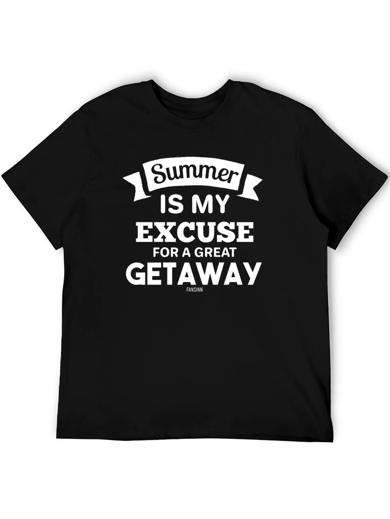 Black Summer Getaway Graphic Tee - Black Cotton T-Shirt view 5