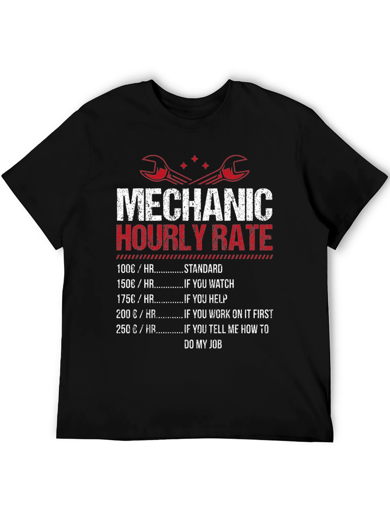 Black Mechanic Hourly Rate Black T-Shirt view 5