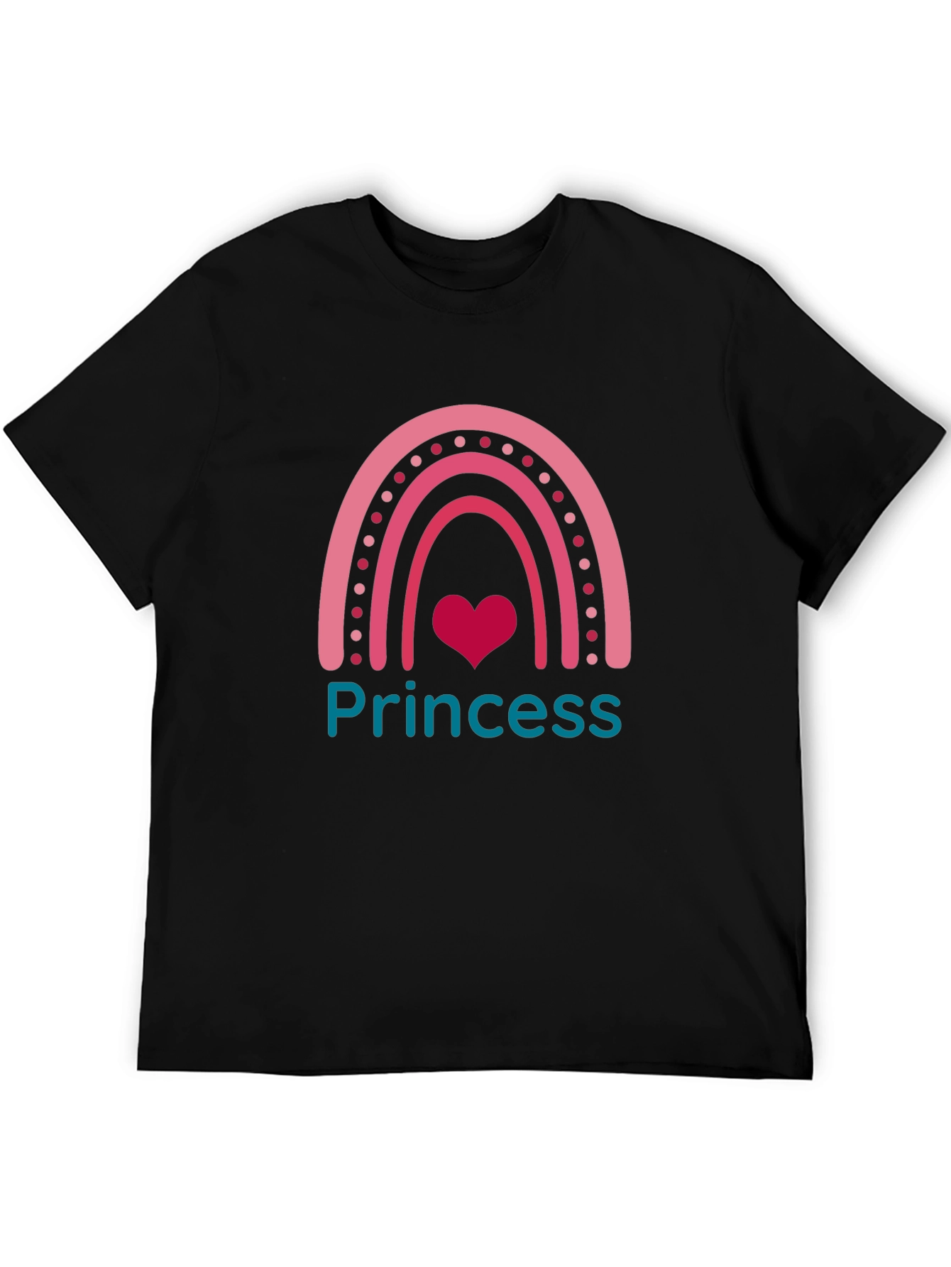 Black Princess Rainbow Heart T-Shirt - Cute & Stylish! view 5