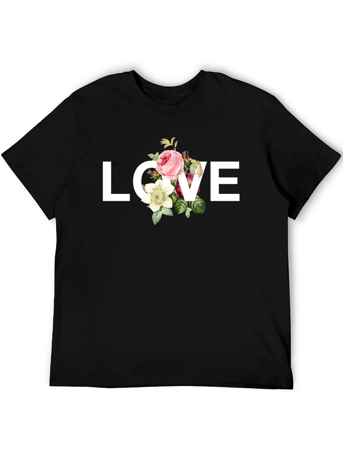 Black Floral Love Graphic T-Shirt view 5