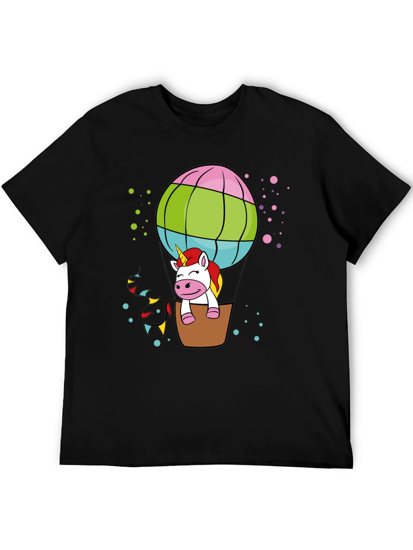 Black Unicorn Hot Air Balloon T-Shirt view 5