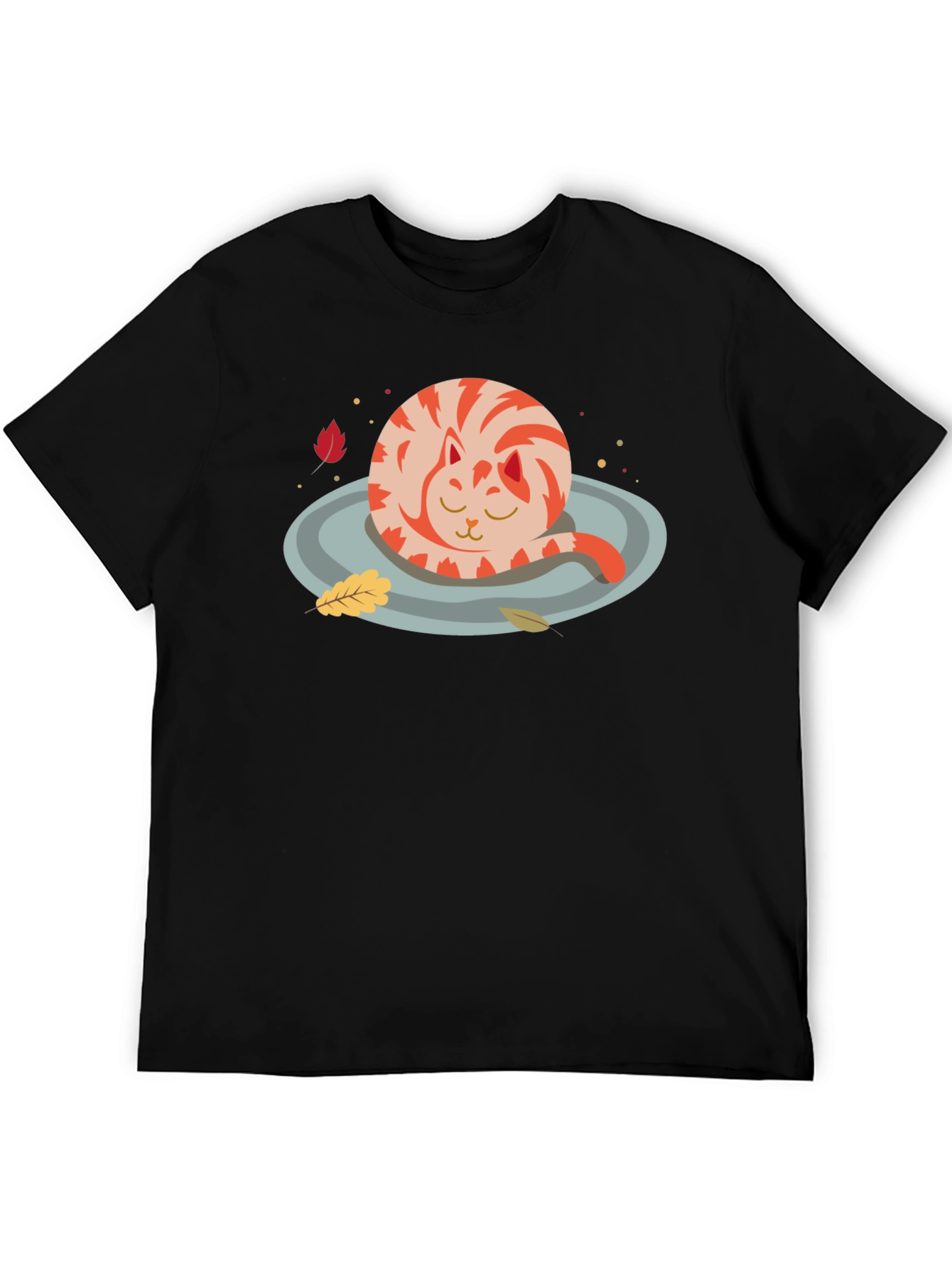 Black Cute Cat Fall T-Shirt - Black view 5