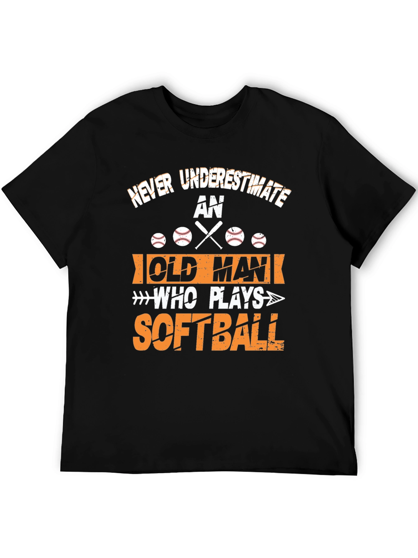Black Never Underestimate Old Man Softball T-Shirt view 5