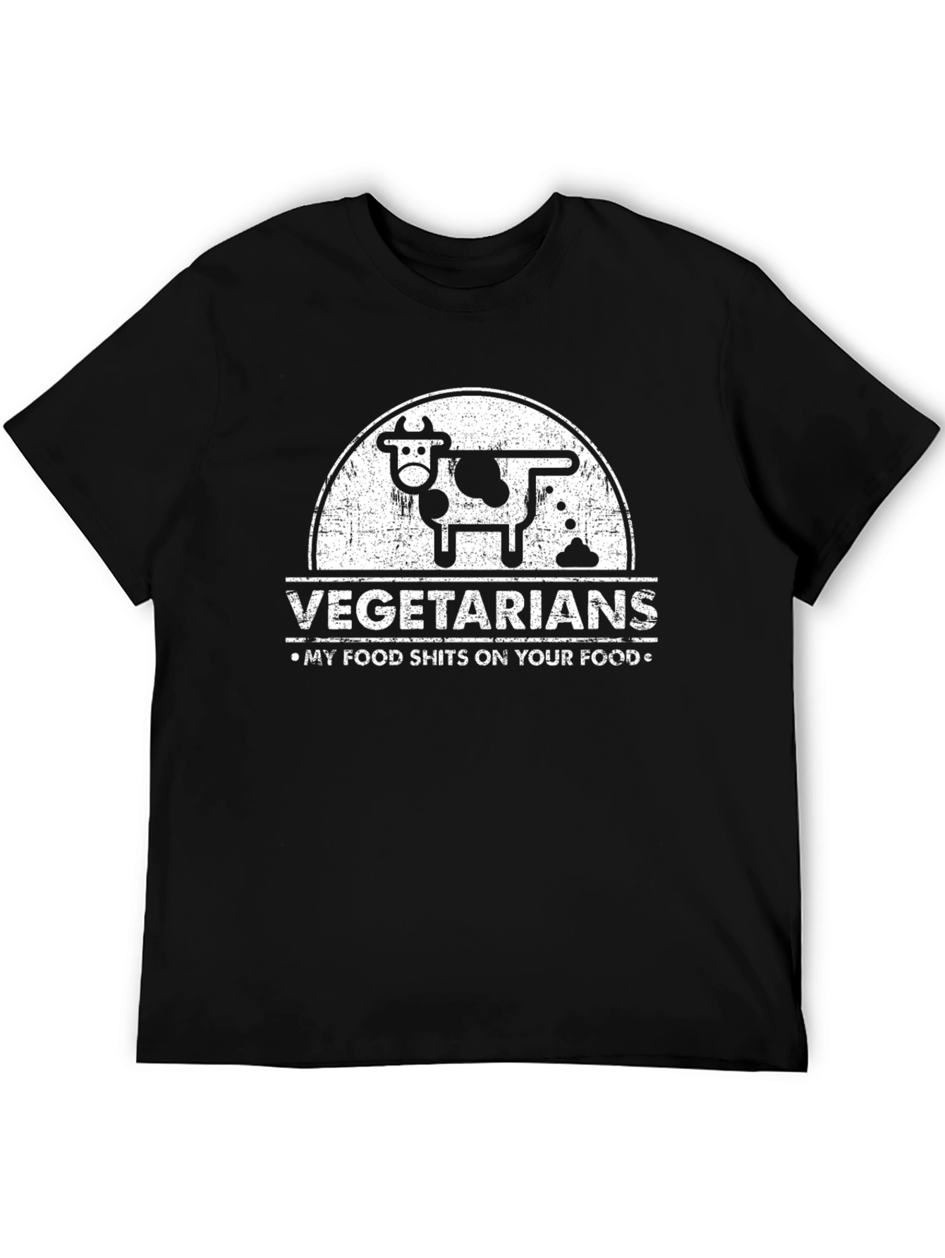 Black Vegetarian Humor T-Shirt - My Food Shits On Your Food view 5