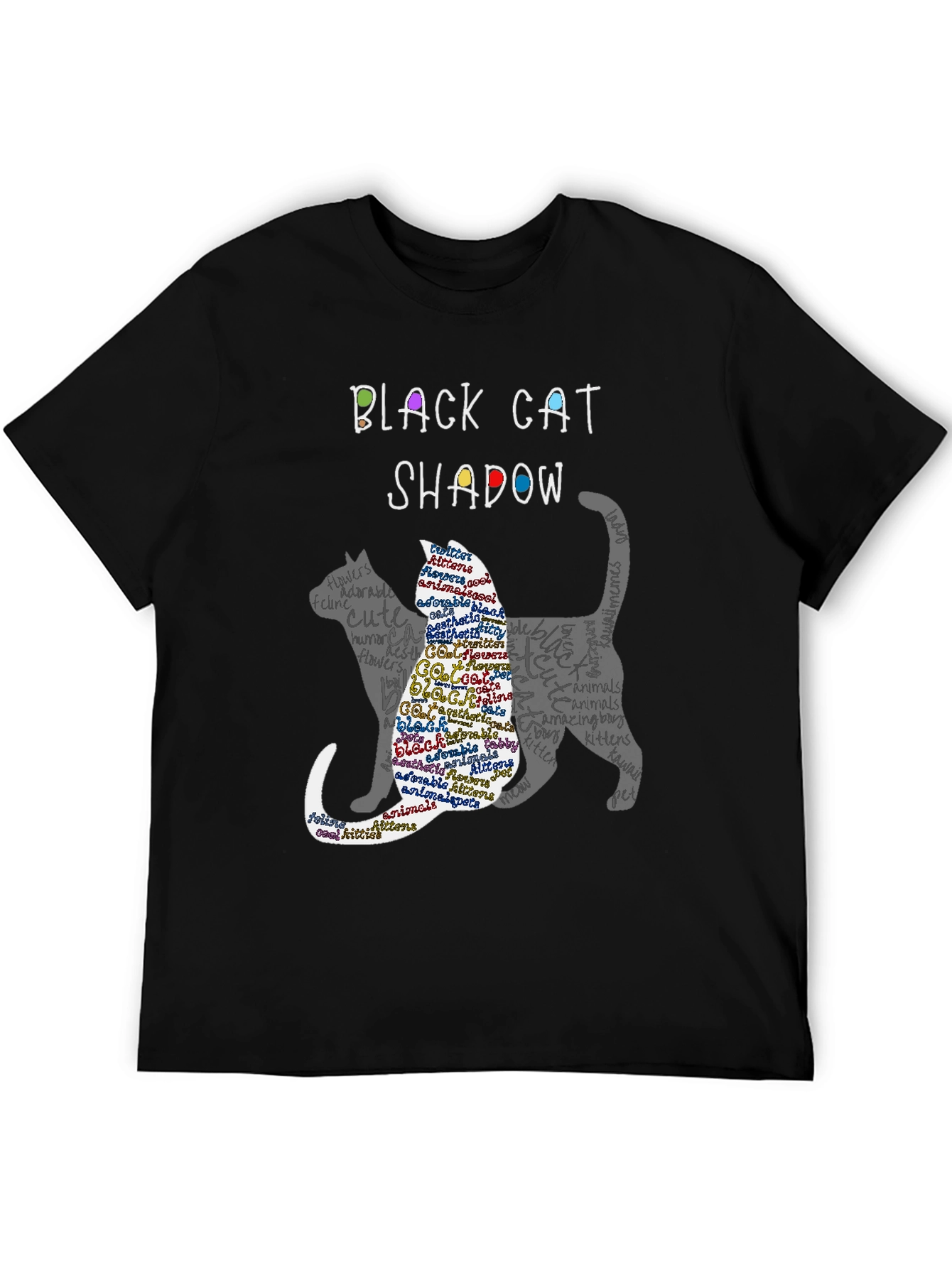 Black Black Cat Shadow Graphic T-Shirt view 5