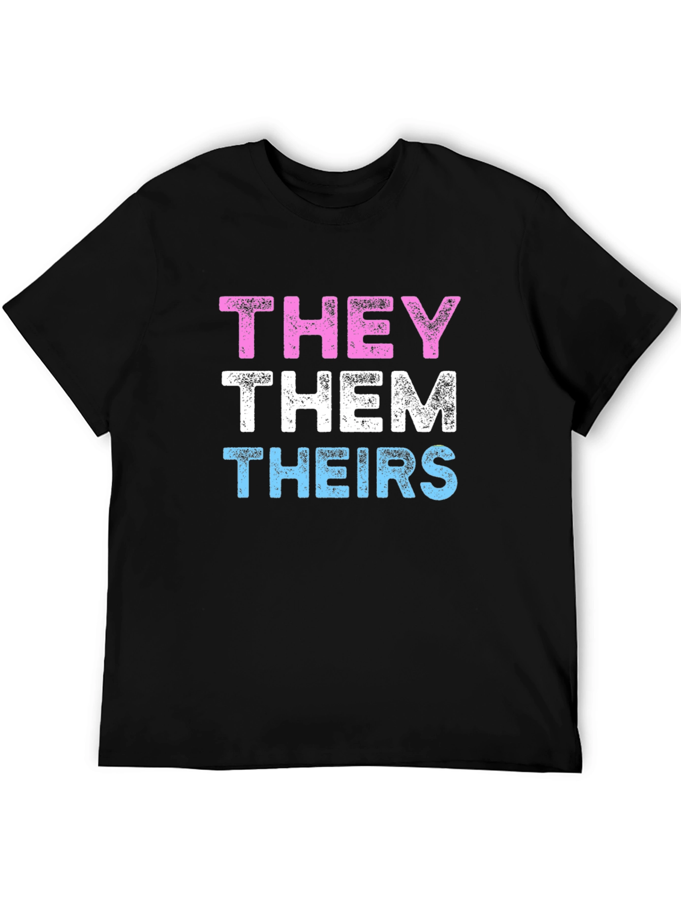 Black THEY THEM THEIRS Pronoun Pride T-Shirt view 5