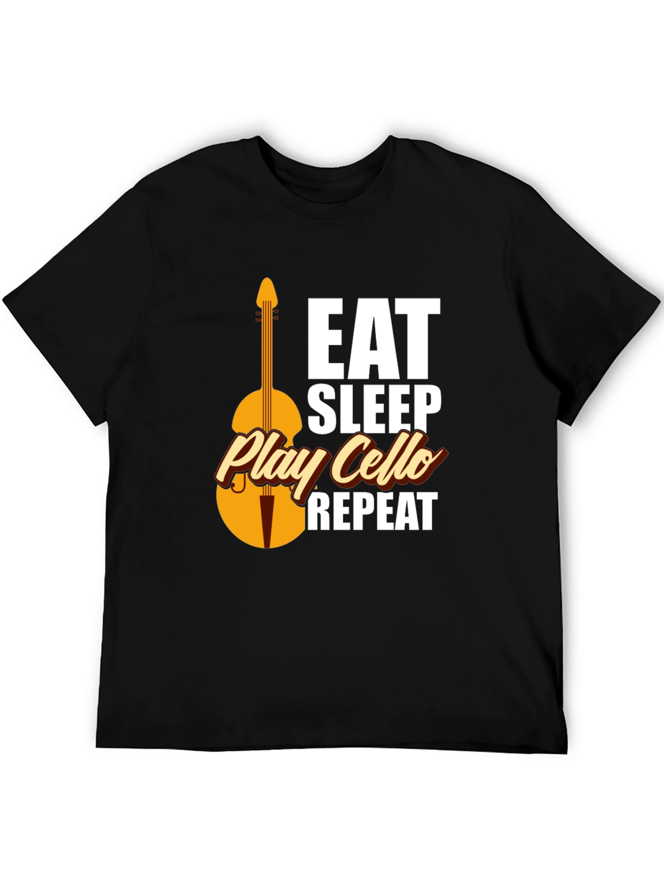 Black Eat Sleep Play Cello Repeat T-Shirt view 5