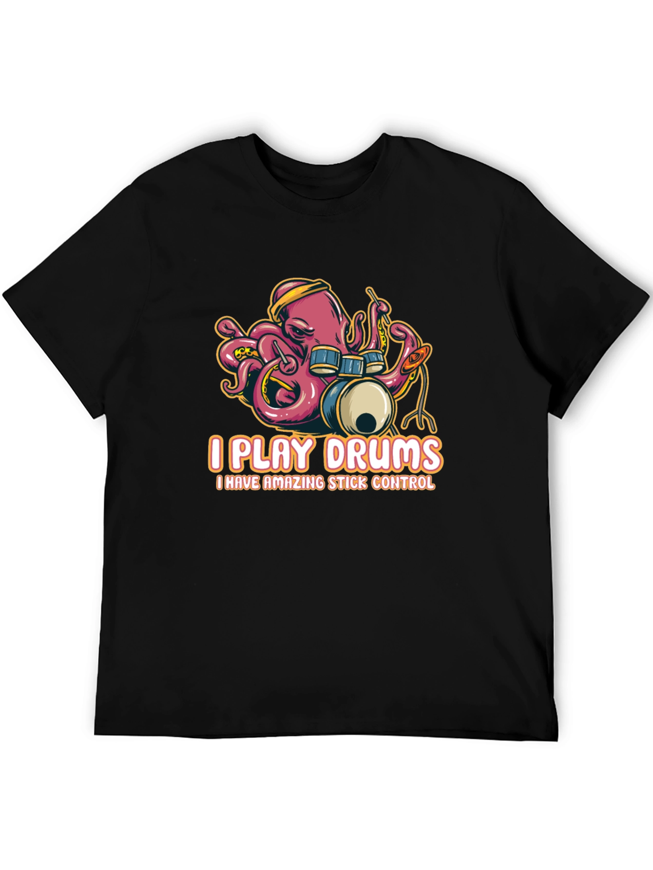 Black Octopus Drummer T-Shirt - I Play Drums view 5