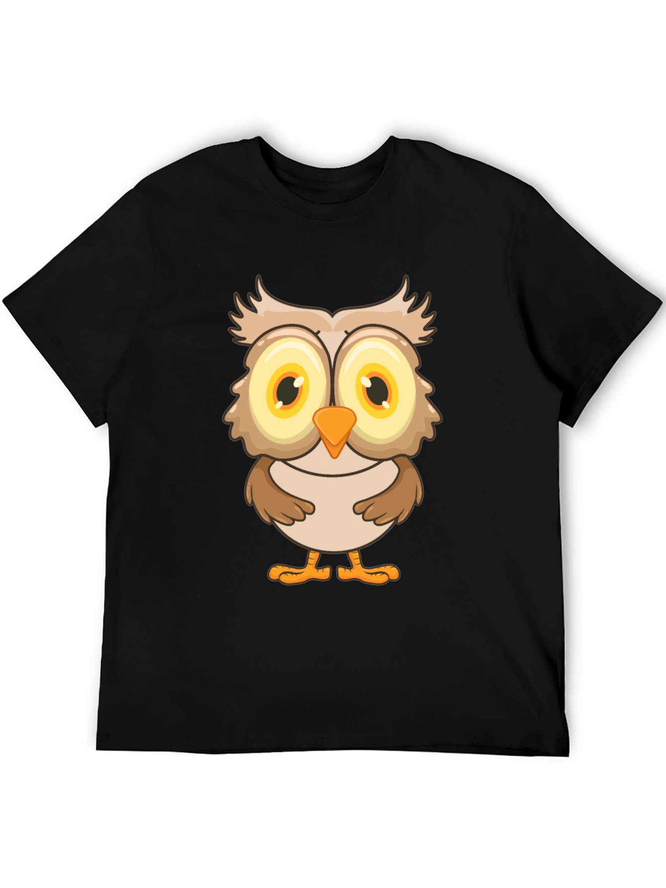 Black Owl Graphic Print T-Shirt - Black Cotton Tee view 5