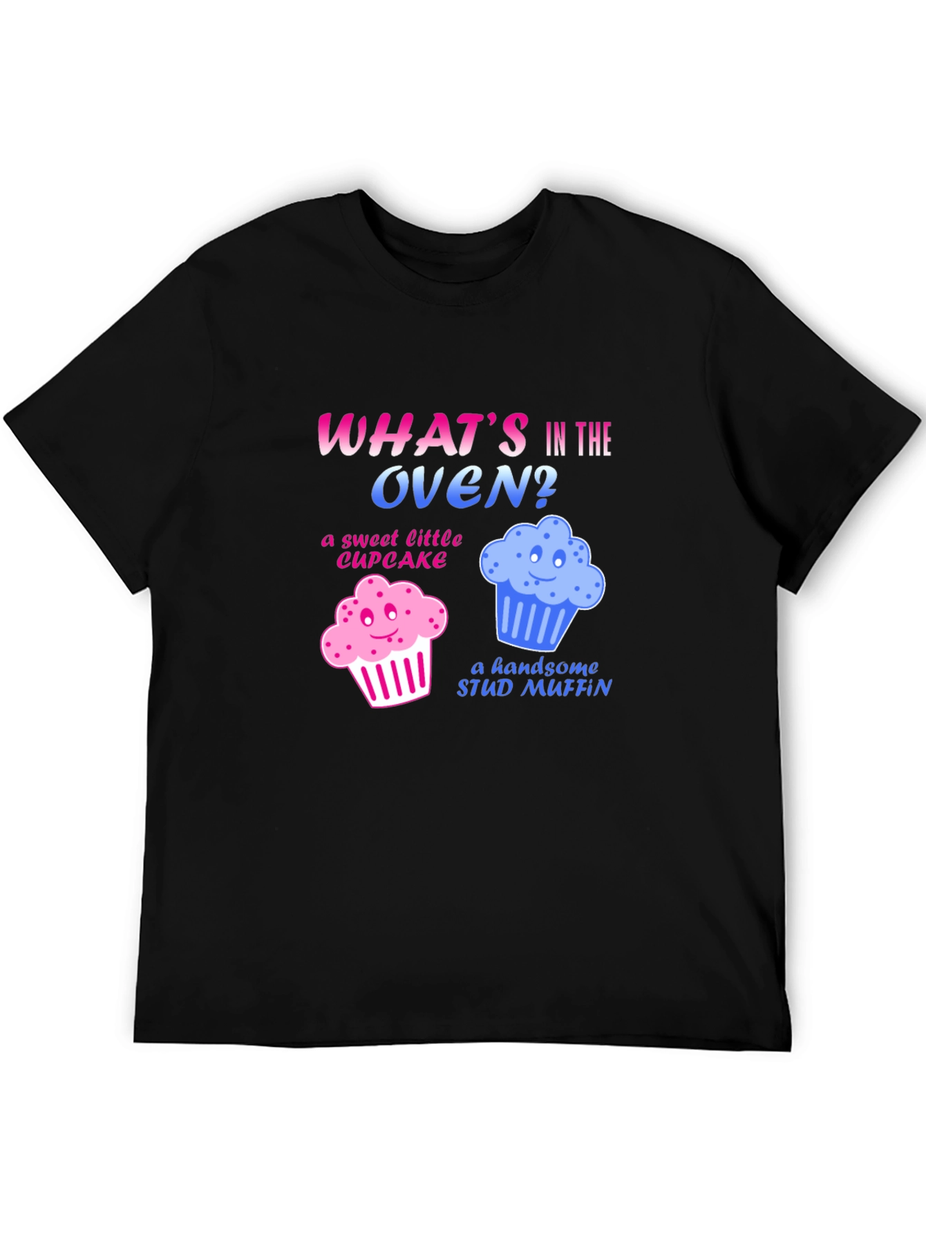 Black What's in the Oven? Gender Reveal T-Shirt view 5