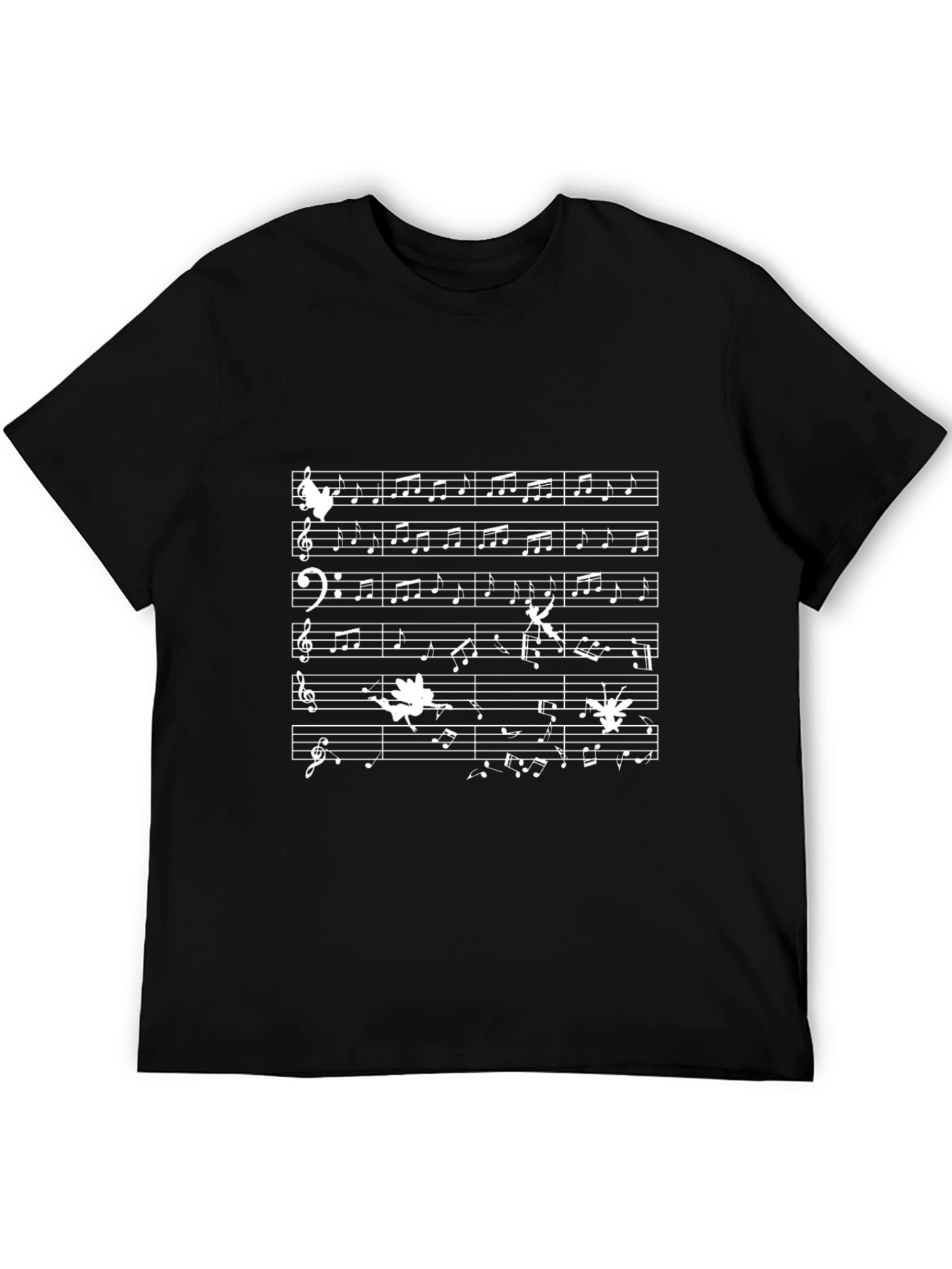 Black Musical Notes T-Shirt - Black Cotton Tee view 5