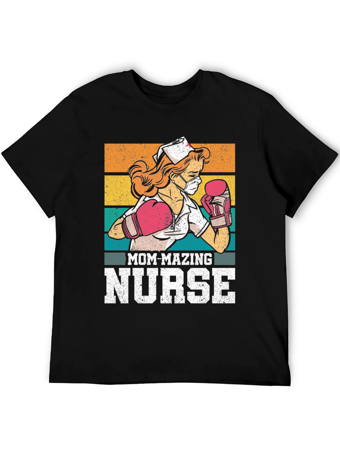 Black Mom-mazing Nurse T-Shirt - Fighting Fit Medical Hero Tee view 5