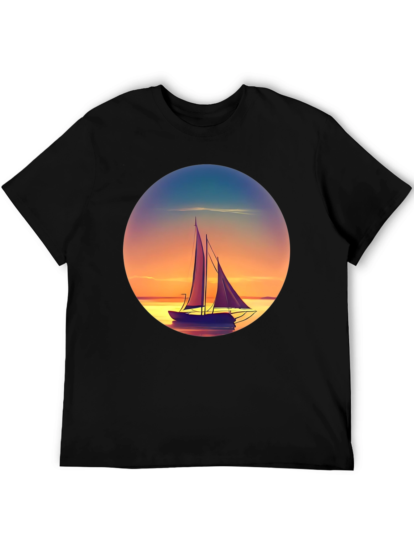 Black Sunset Sailboat Graphic Tee - Relaxed Fit view 5