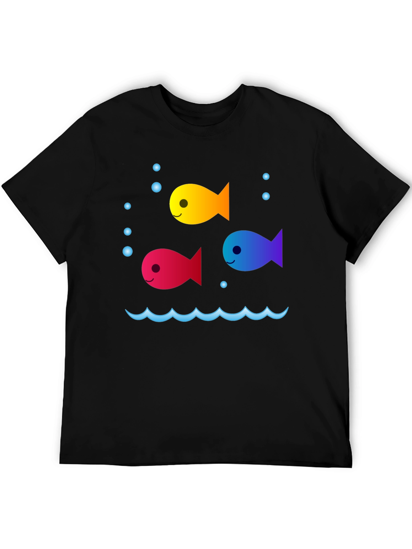 Black Whimsical Fish Graphic Tee - Black Cotton Comfort view 5