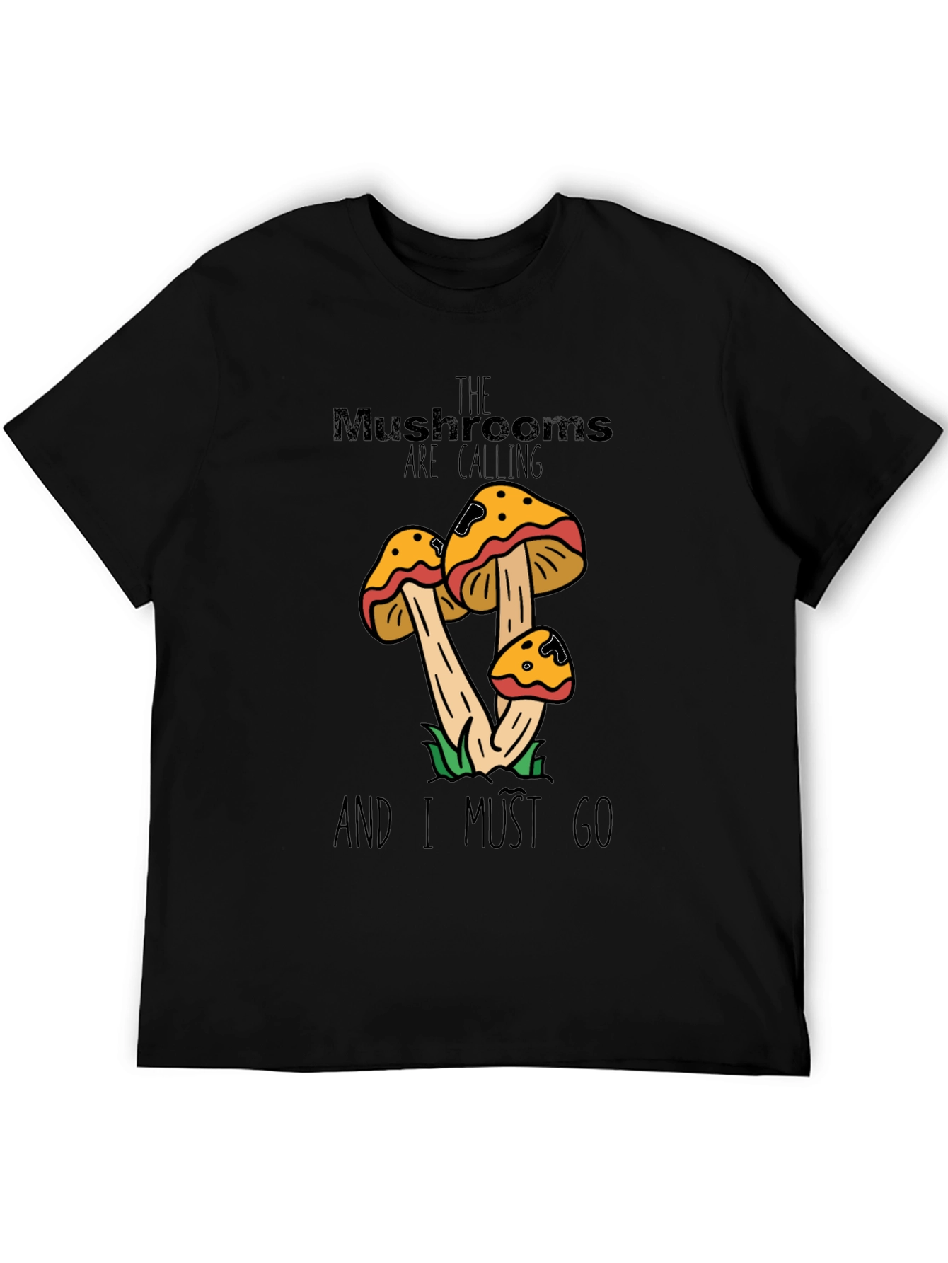 Black Mushroom Calling T-Shirt view 5