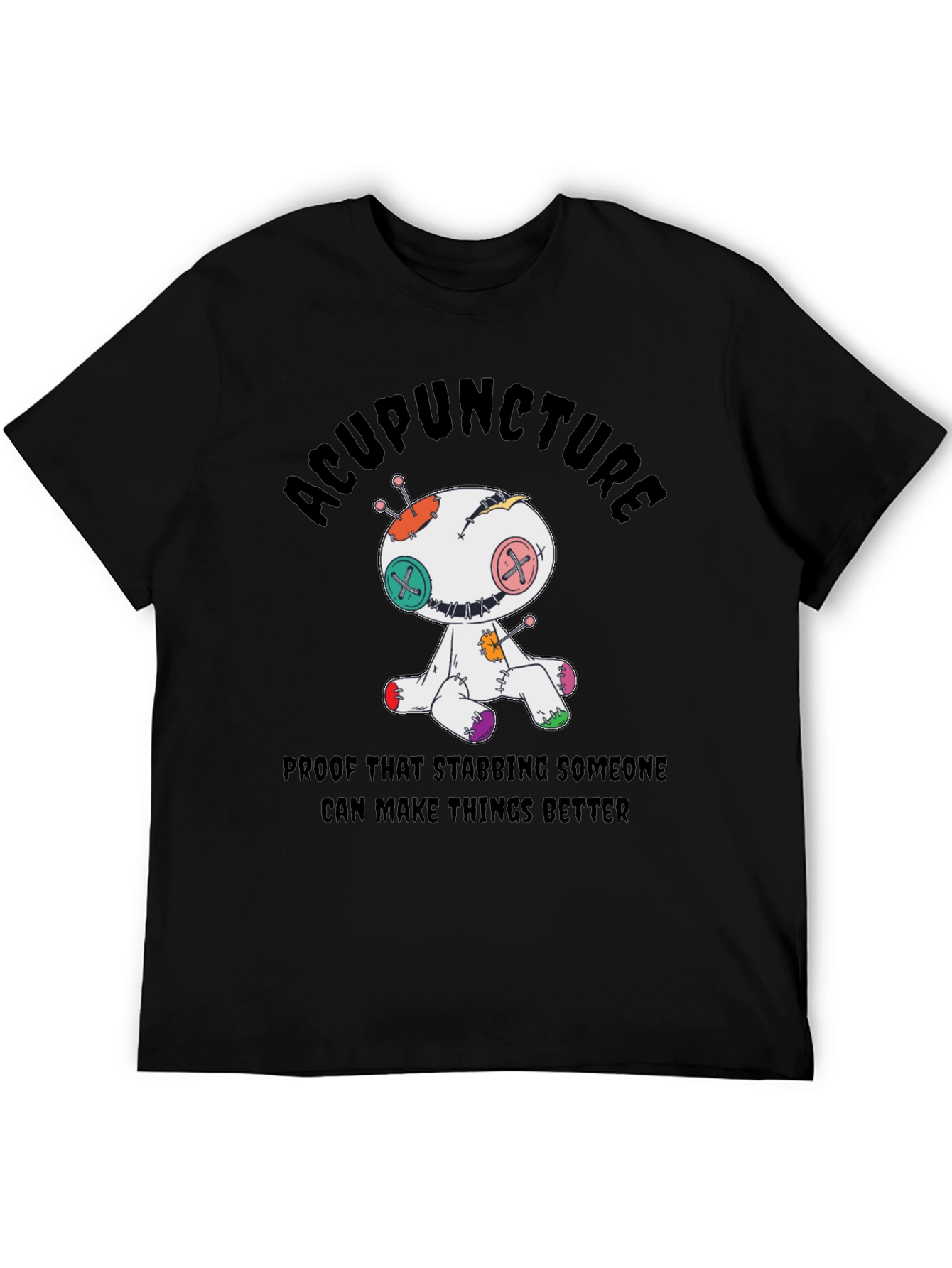 Black Acupuncture Voodoo Doll T-Shirt view 5