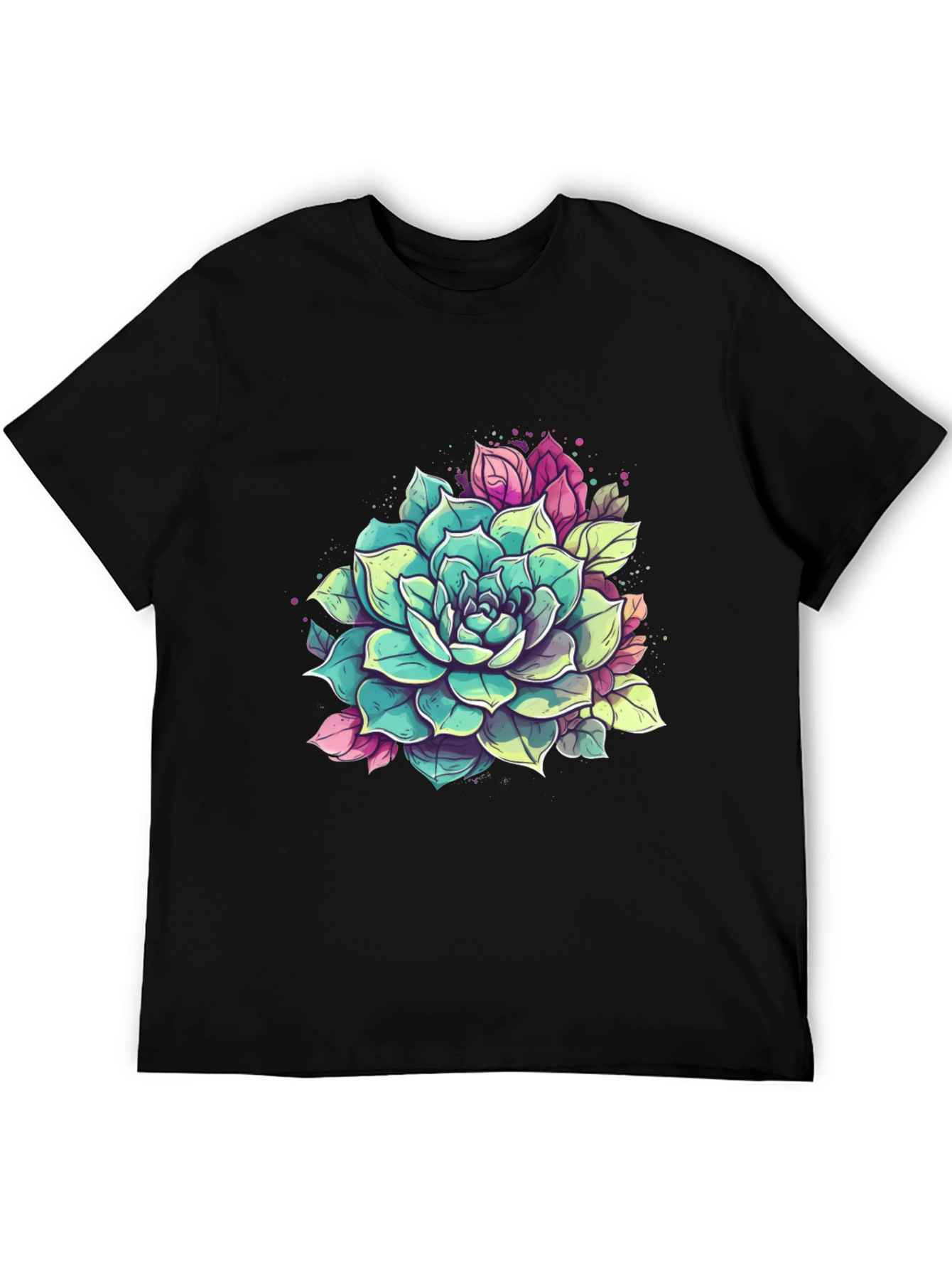 Black Succulent Graphic Tee - Black Cotton view 5
