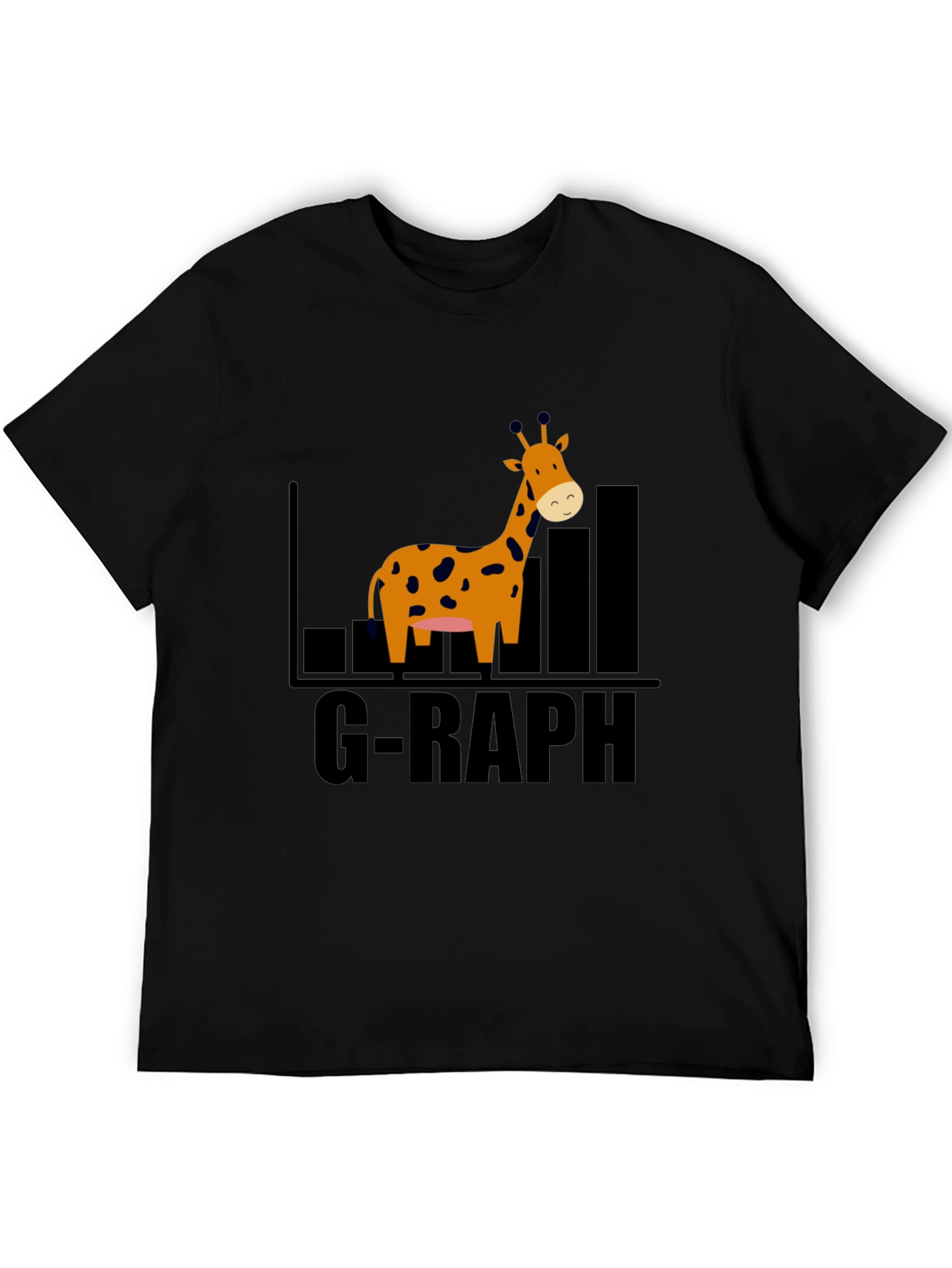 Black G-Raph Cartoon Giraffe Black T-Shirt view 5