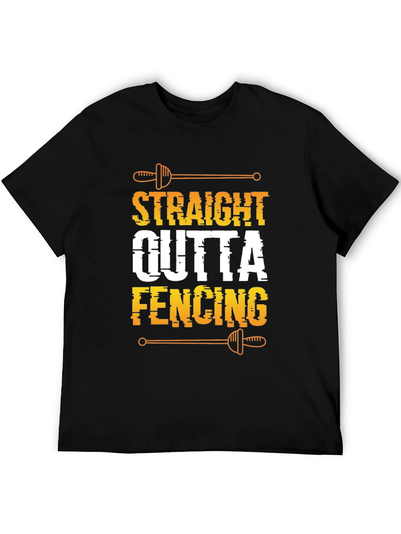 Black Straight Outta Fencing Black T-Shirt view 5