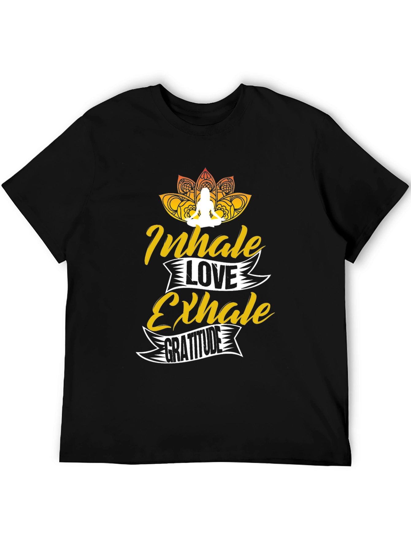 Black Inhale Love Exhale Gratitude Black Graphic Tee view 5
