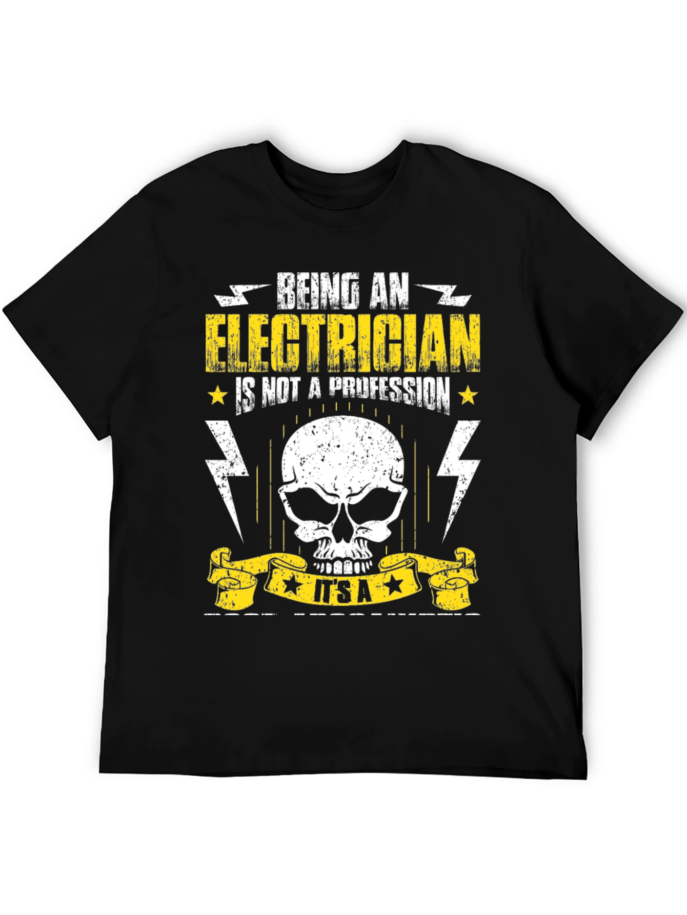 Black Electrician T-Shirt - Being An Electrician Skull Design view 5