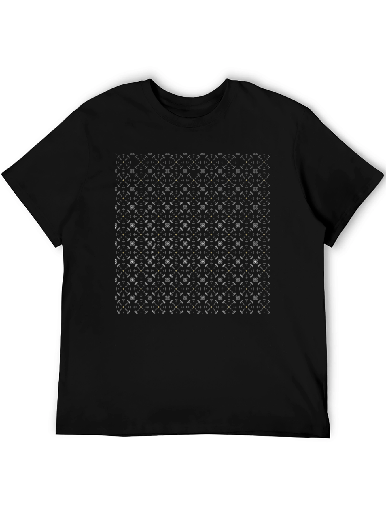 Black Geometric Pattern Black T-Shirt view 5