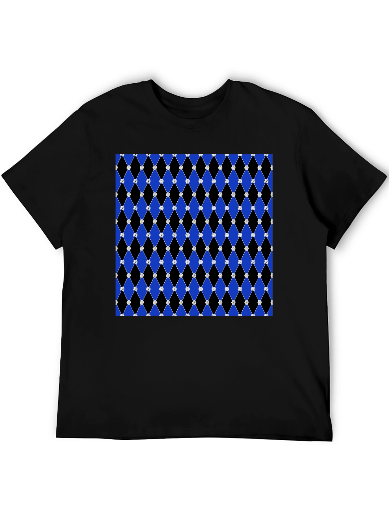 Black Stylish Black Tee with Diamond Pattern view 5
