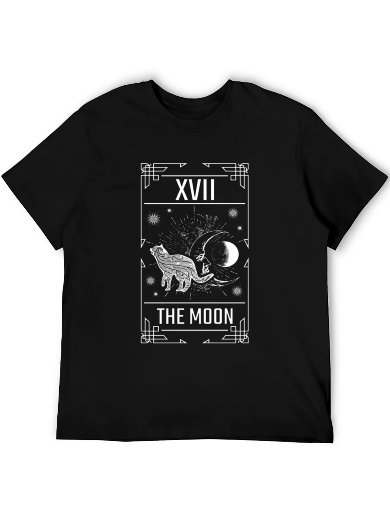 Black The Moon Tarot Card T-Shirt - Unisex Black Tee view 5