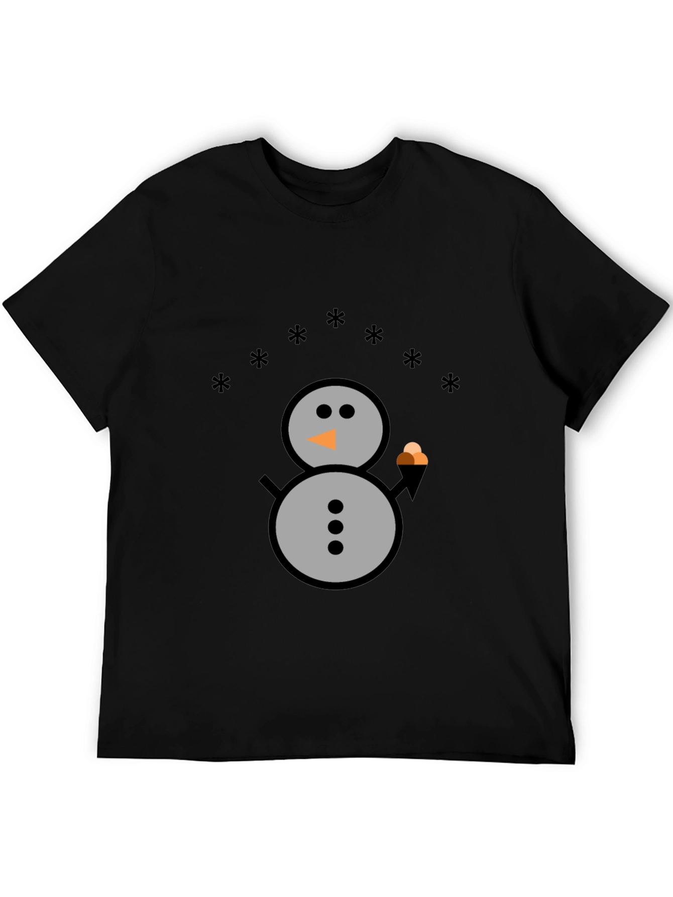Black Snowman Graphic Tee - Black Cotton T-Shirt view 5