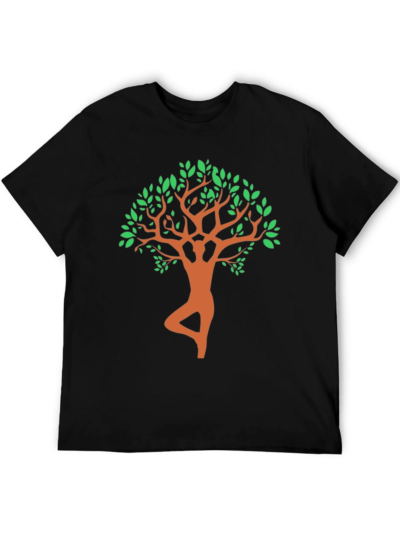 Black Yoga Tree Pose Graphic Tee - Black view 5
