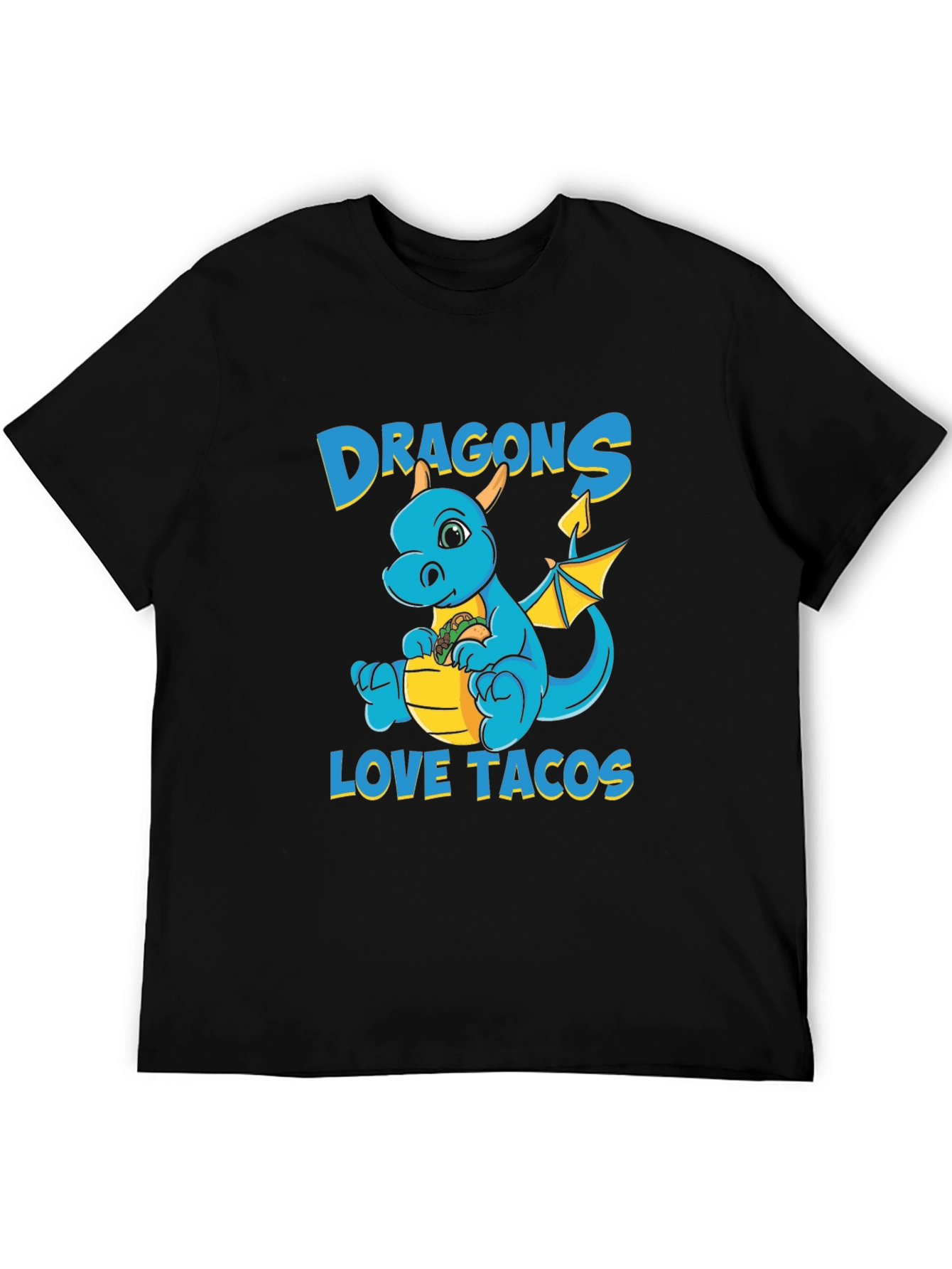 Black Dragons Love Tacos T-Shirt - Cute Cartoon Dragon Tee view 5
