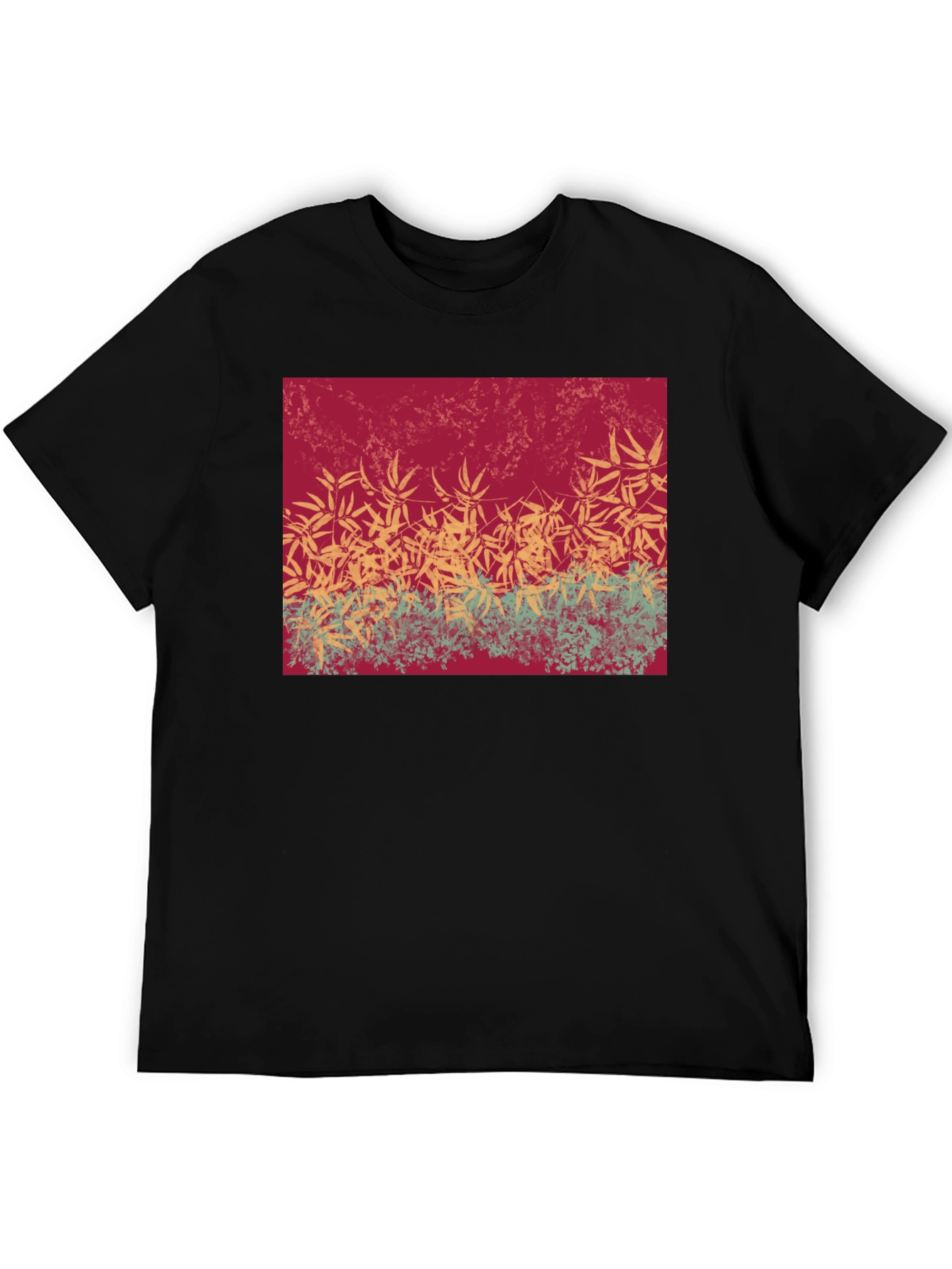 Black Botanical Print Crew Neck T-Shirt view 5