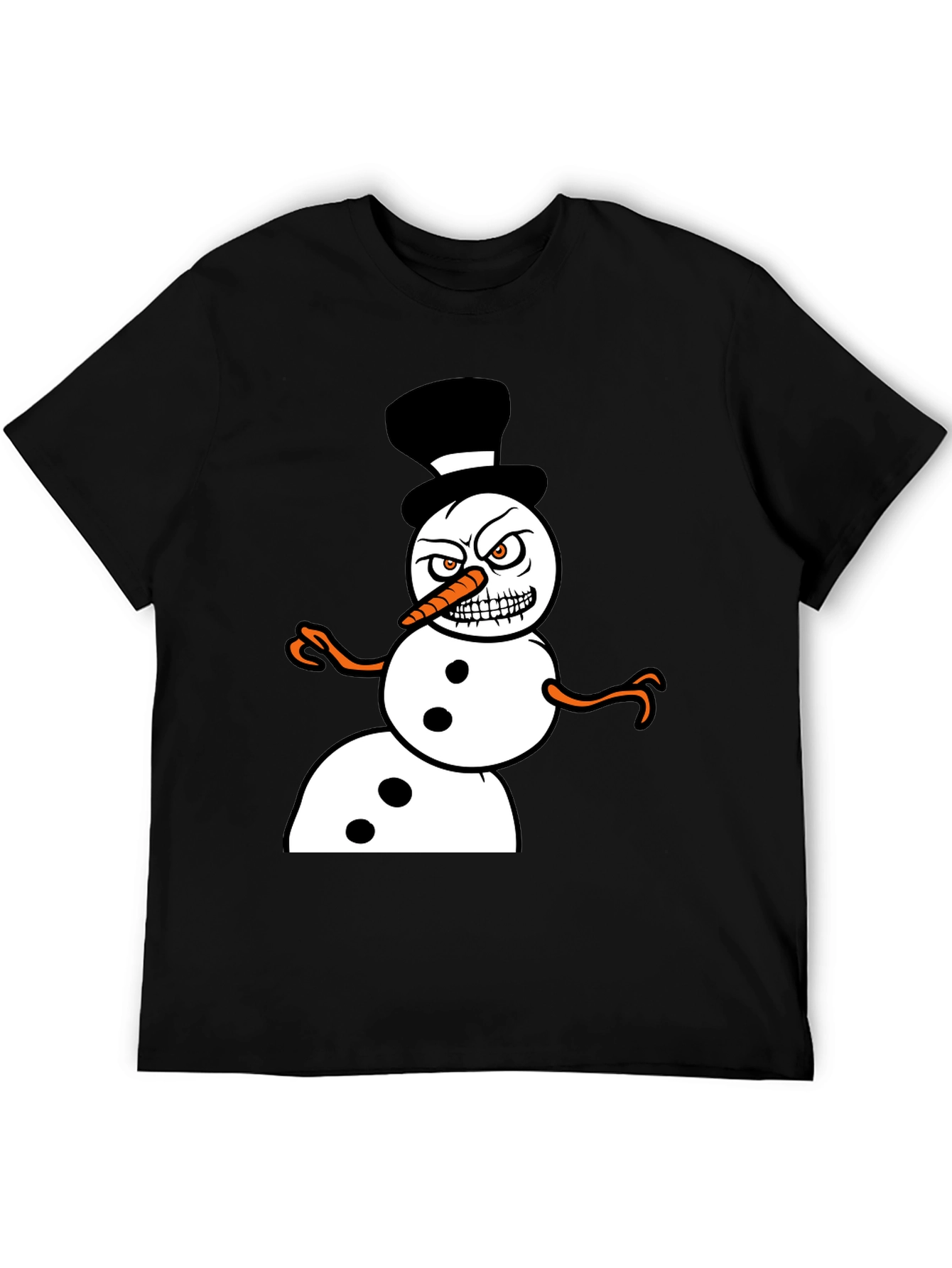 Black Grumpy Snowman Graphic Tee view 5