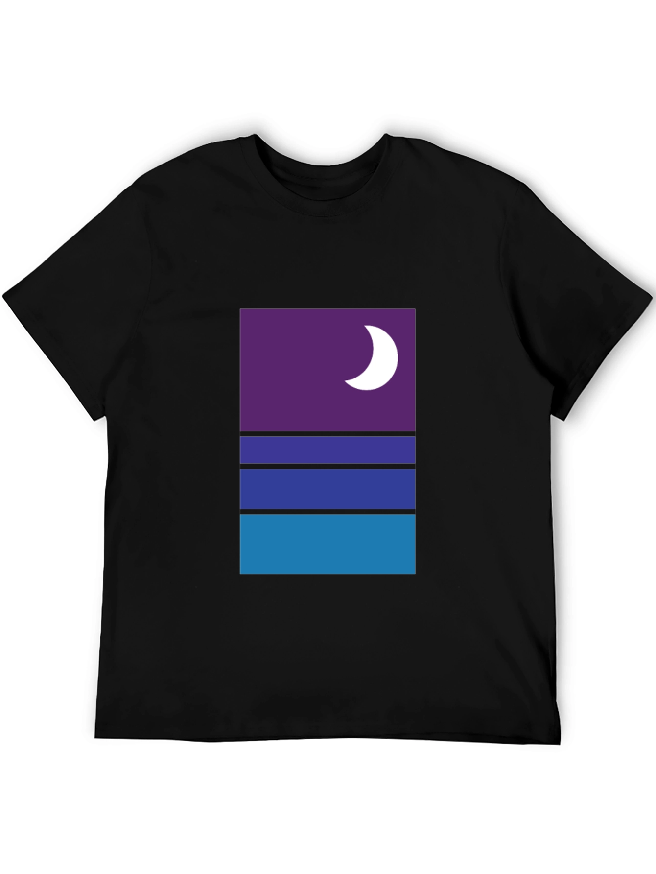 Black Modern Nightscape Graphic Tee - Black Cotton Blend view 5