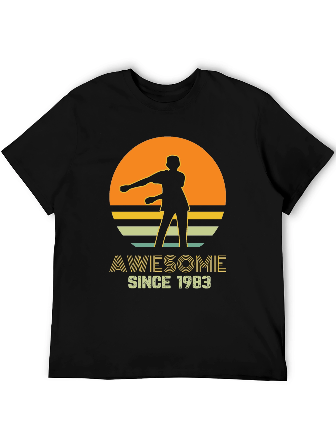Black Awesome Since 1983 Retro Style T-Shirt view 5