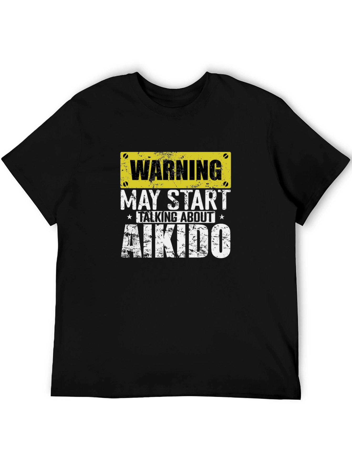 Black Warning Aikido T-Shirt - Martial Arts Fan Tee view 5