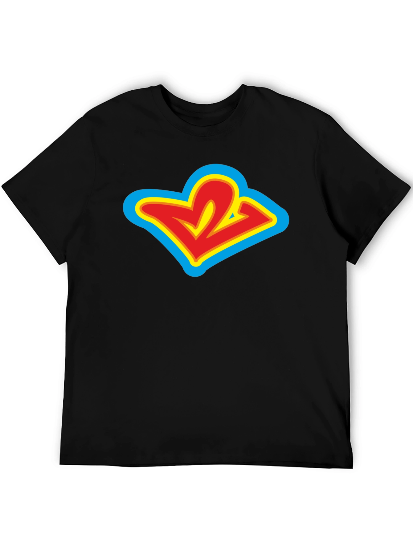 Black Retro Cartoon Logo Black T-Shirt view 5