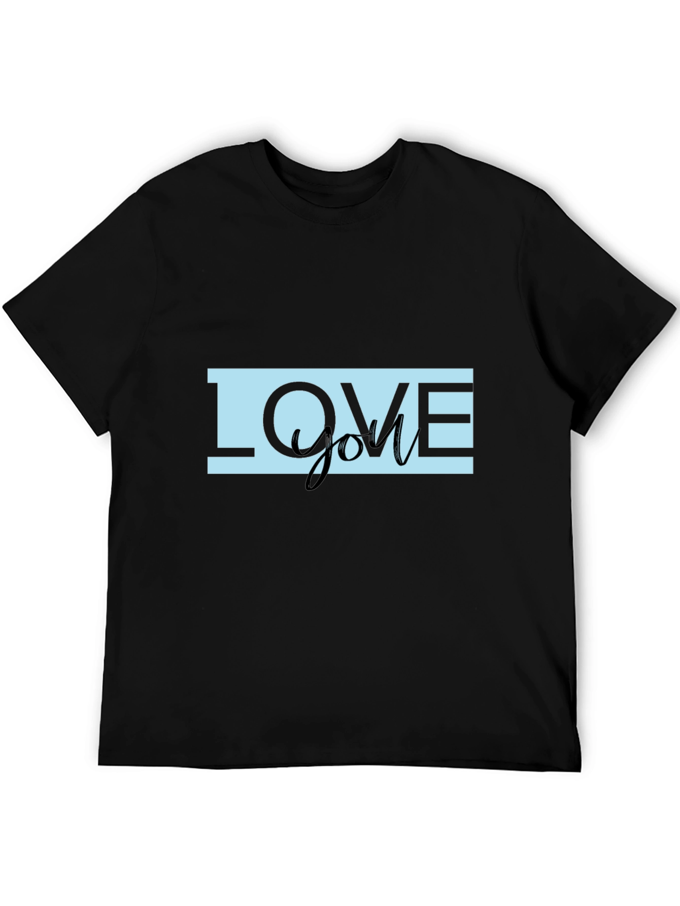 Black Love You Graphic Print Black T-Shirt view 5