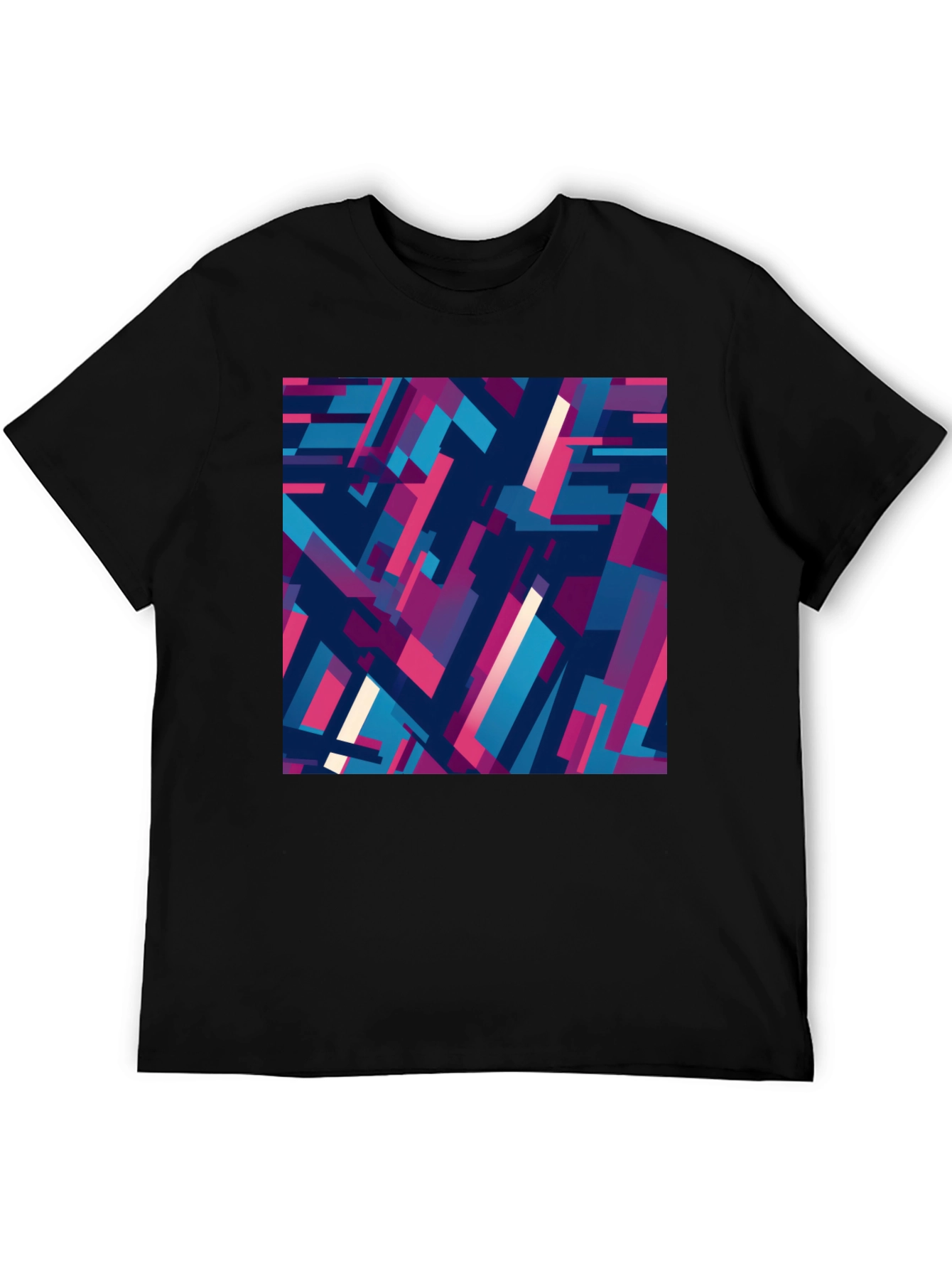 Black Abstract Geometric Pattern Black T-Shirt view 5