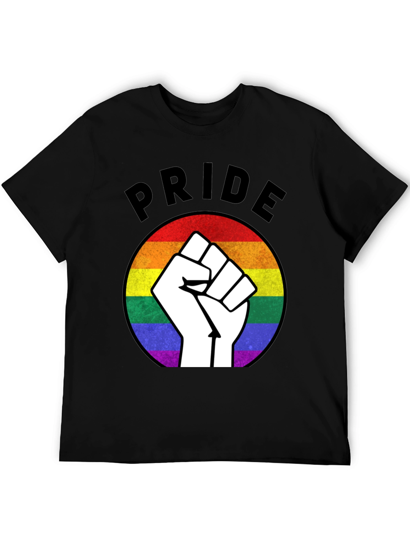 Black Pride Fist Rainbow Graphic T-Shirt view 5