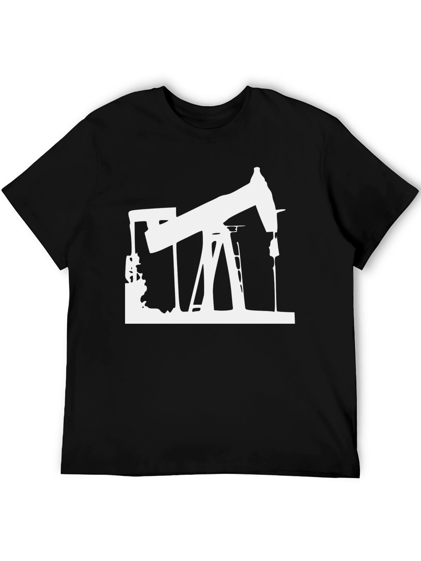 Black Oil Rig Graphic Tee - Black Cotton T-Shirt view 5