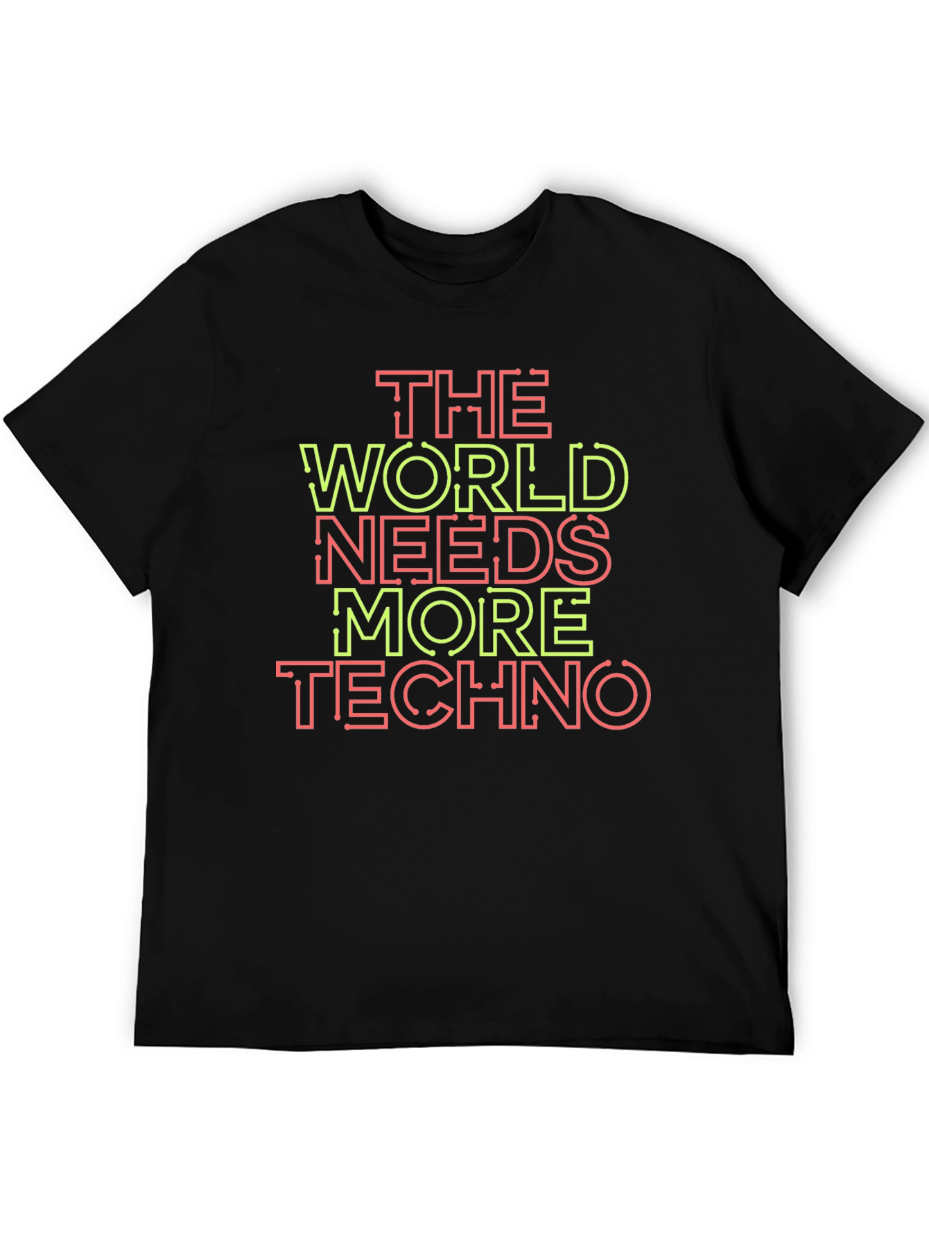 Black The World Needs More Techno Graphic T-Shirt view 5