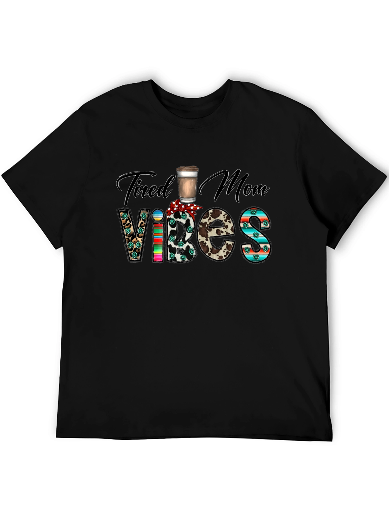 Black Tired Mom Vibes Graphic Tee view 5