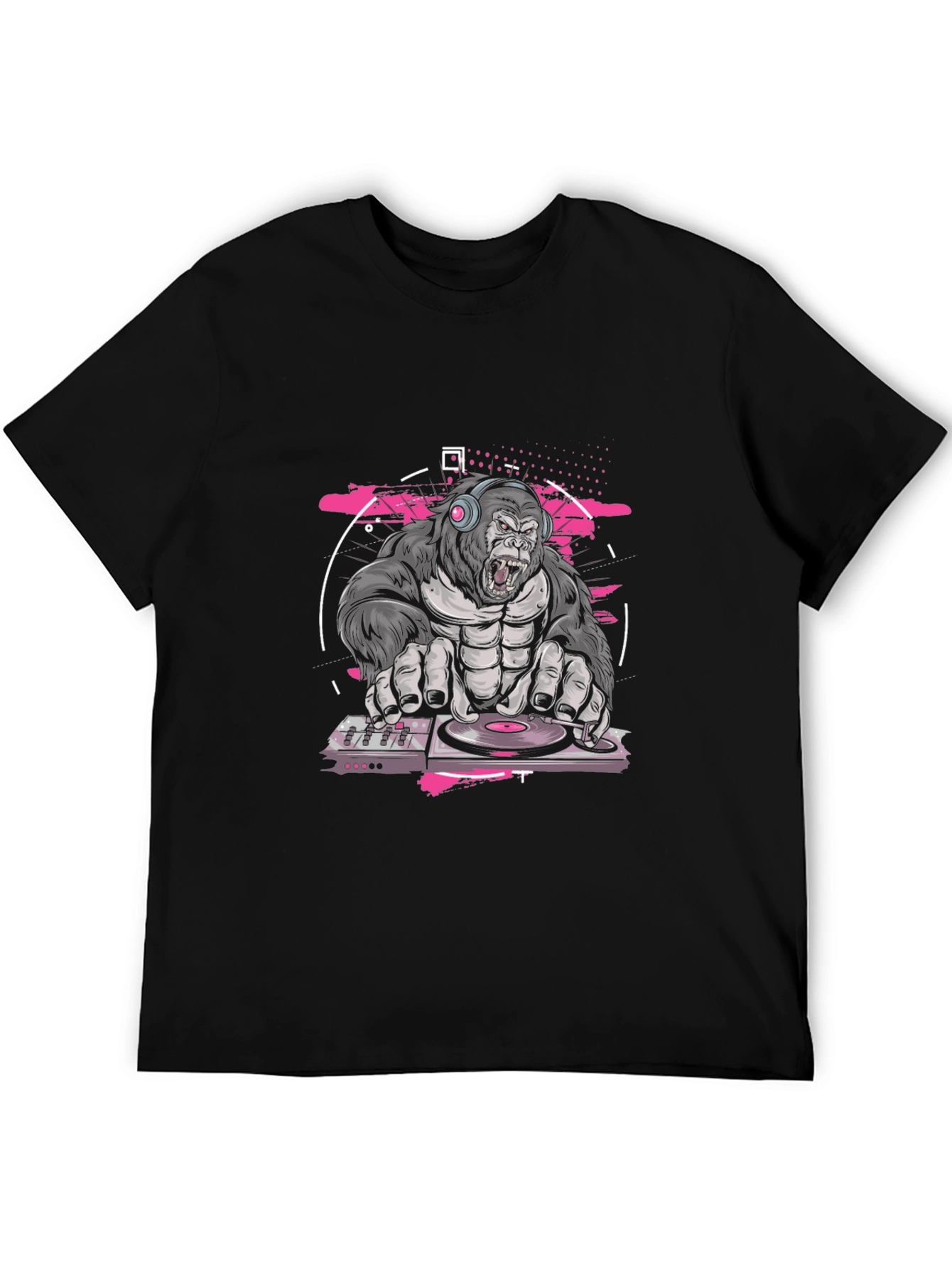 Black DJ Gorilla Black T-Shirt view 5