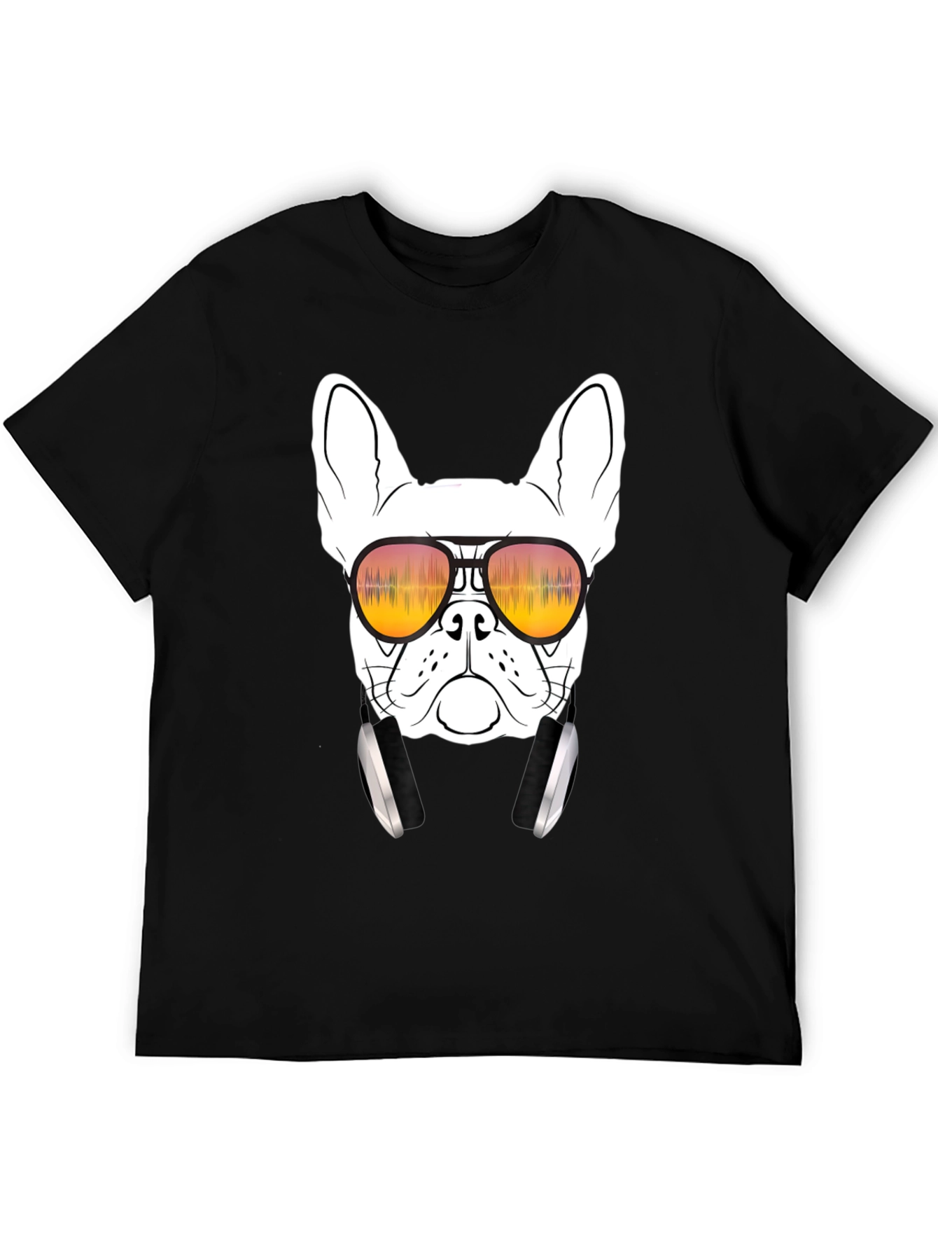 Black Cool Dog Graphic Tee - Sunglasses & Headphones view 5