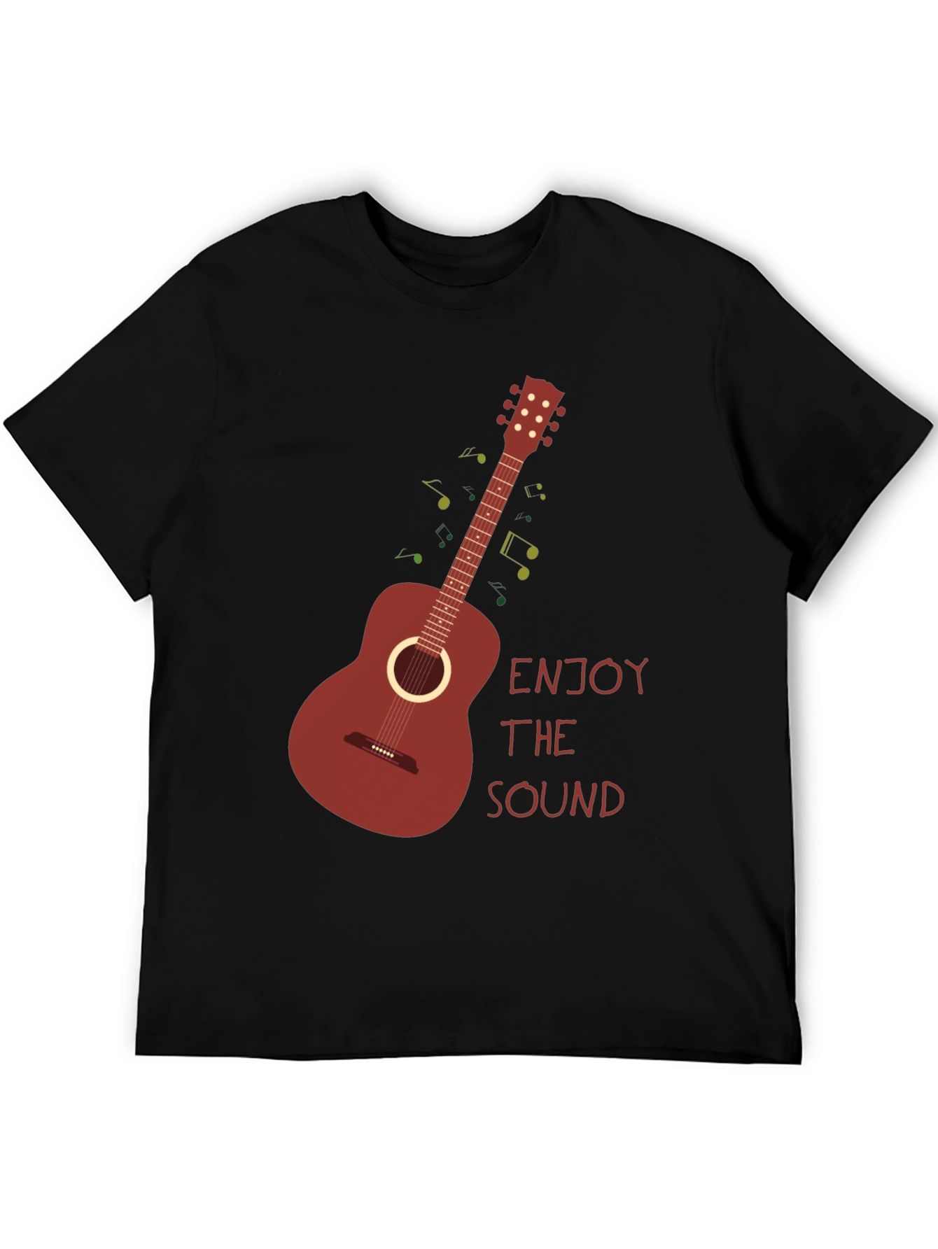 Black Enjoy The Sound T-Shirt - Guitar Graphic Tee view 5