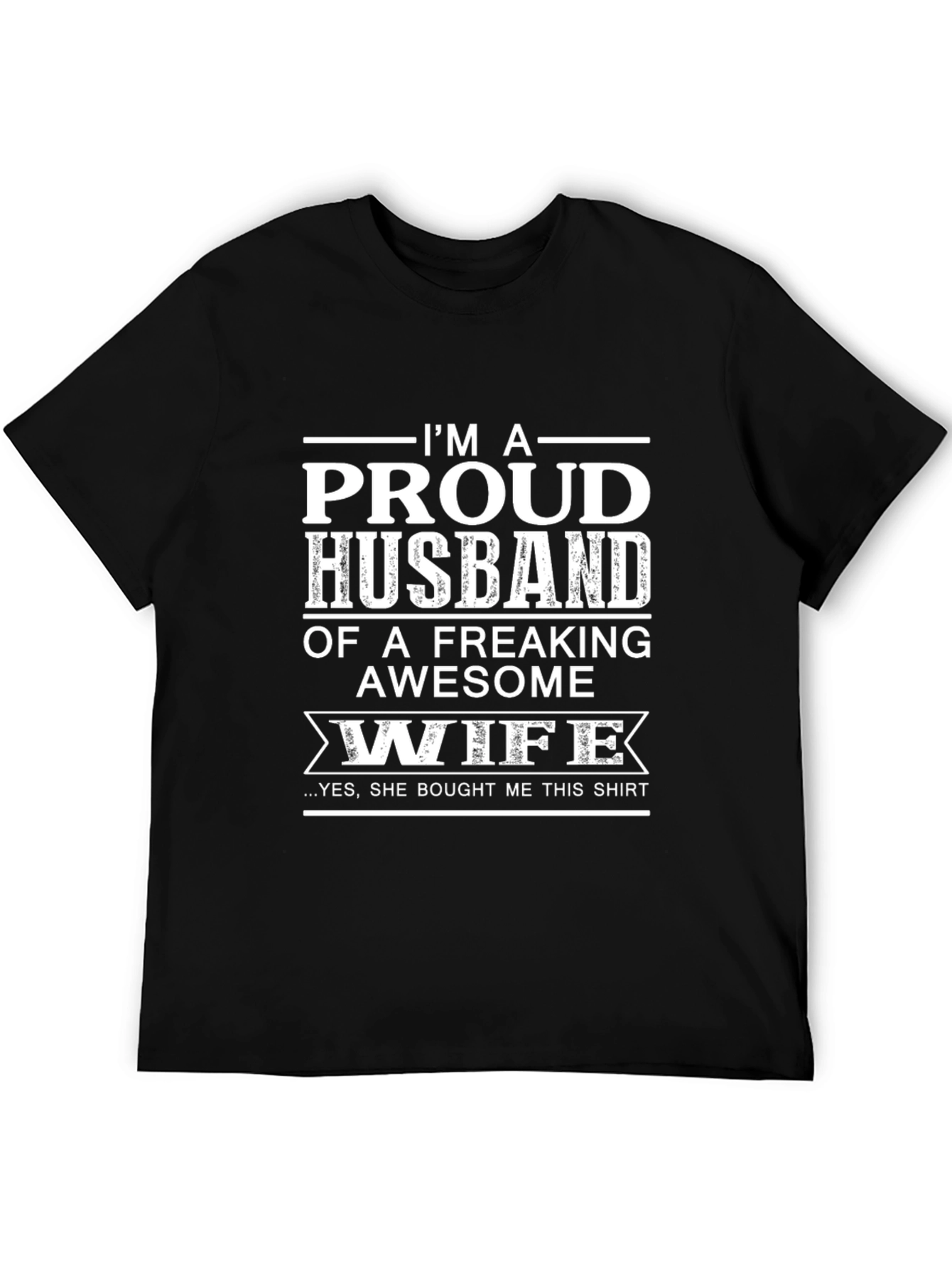 Black Proud Husband Awesome Wife Graphic Tee view 5