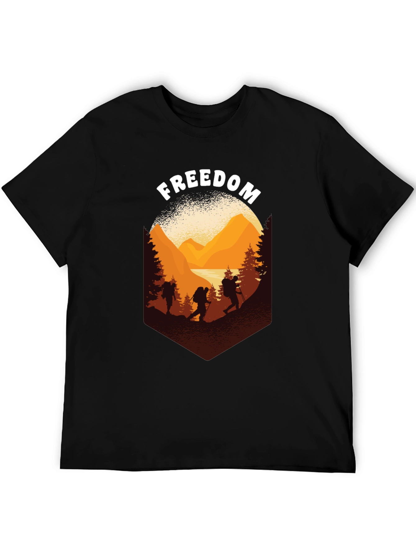 Black Freedom Hiking Adventure Graphic Tee view 5